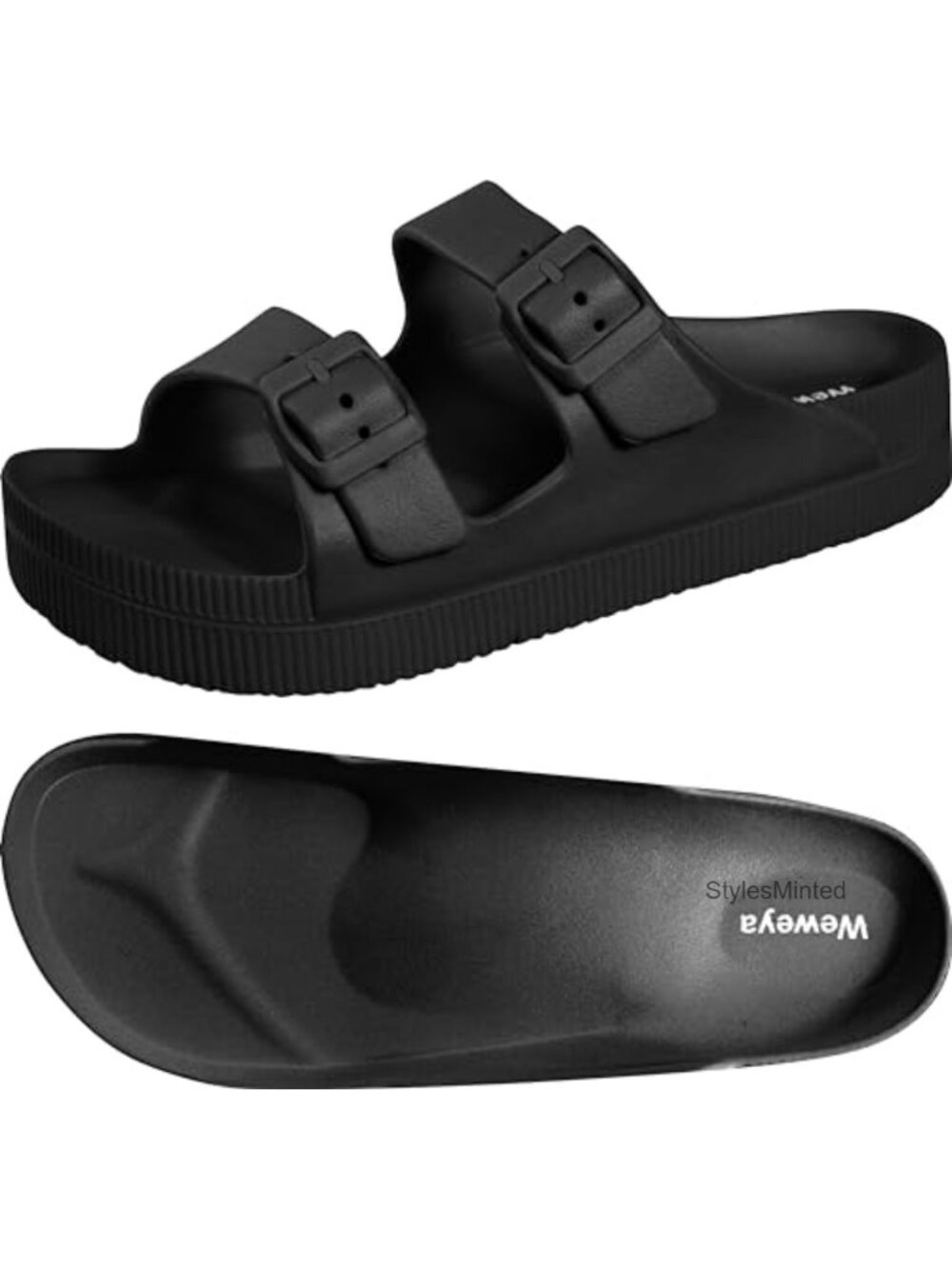 Weweya Women's Platform Sandals with Arch Support, Buckle Straps Slide
